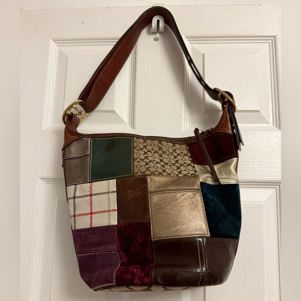 Coach Brown and Green Shoulder Bag - Picture 2 of 10